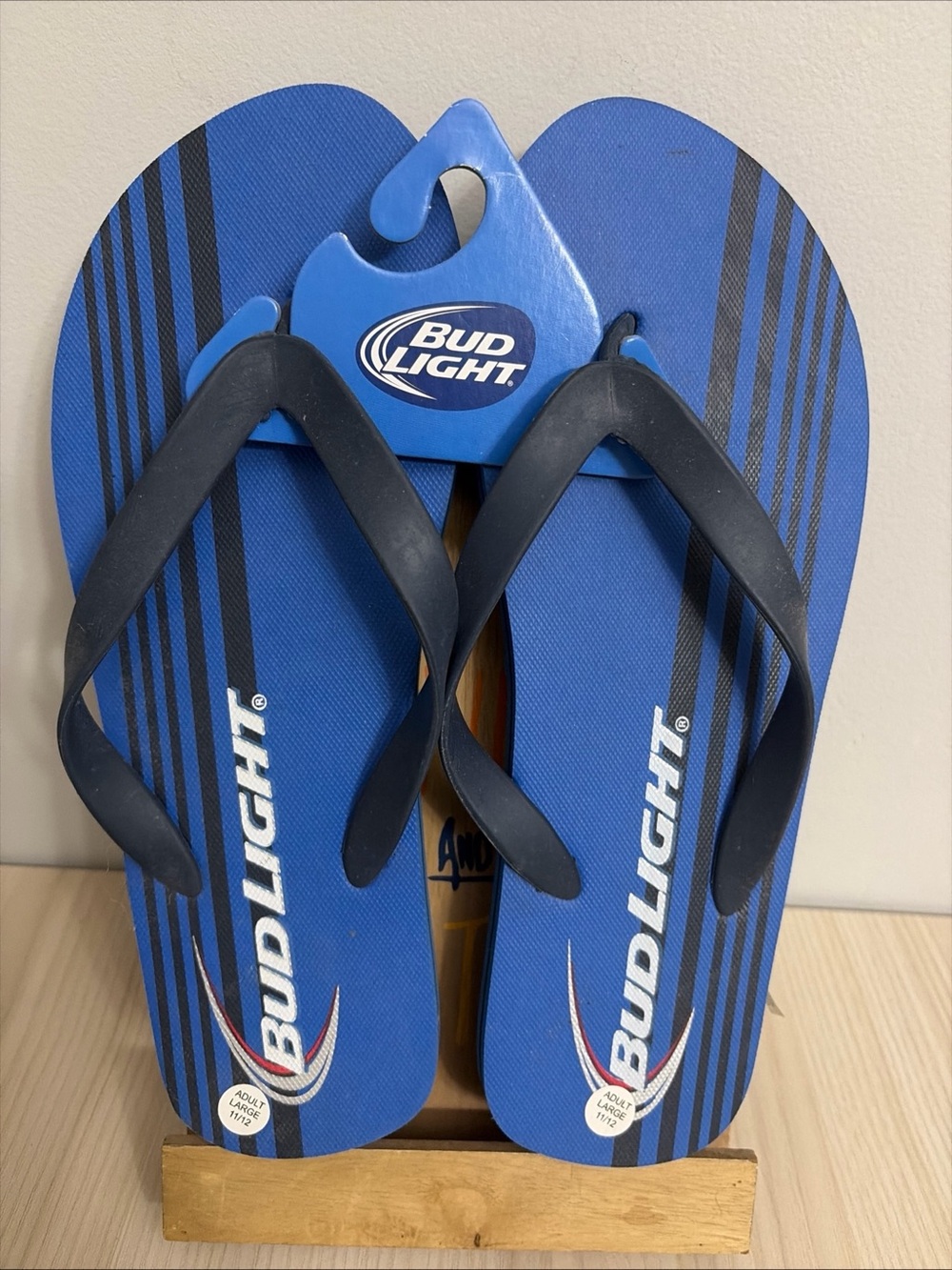 Bud Light New! mens Blue Logo Flip Flops size 11-12
